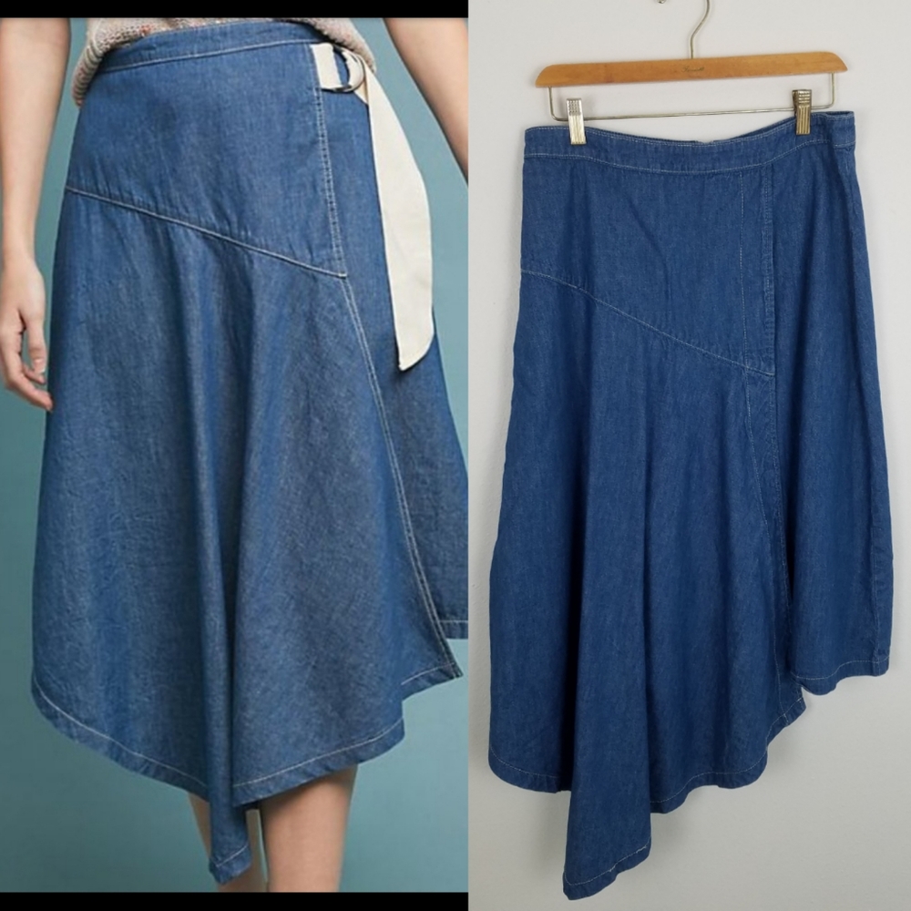 Anthro Pilcro and the Letterpress Asymmetrical Denim Skirt
